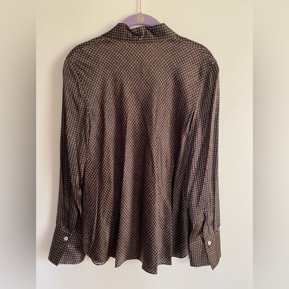 Vince • Houndstooth Silk Long Sleeve Blouse - Picture 12 of 12
